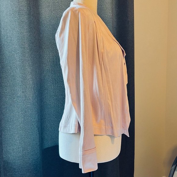 Donna Karan Draped Open-Front Faux Suede Jacket in Blush (XS) New With Tags - Picture 7 of 13